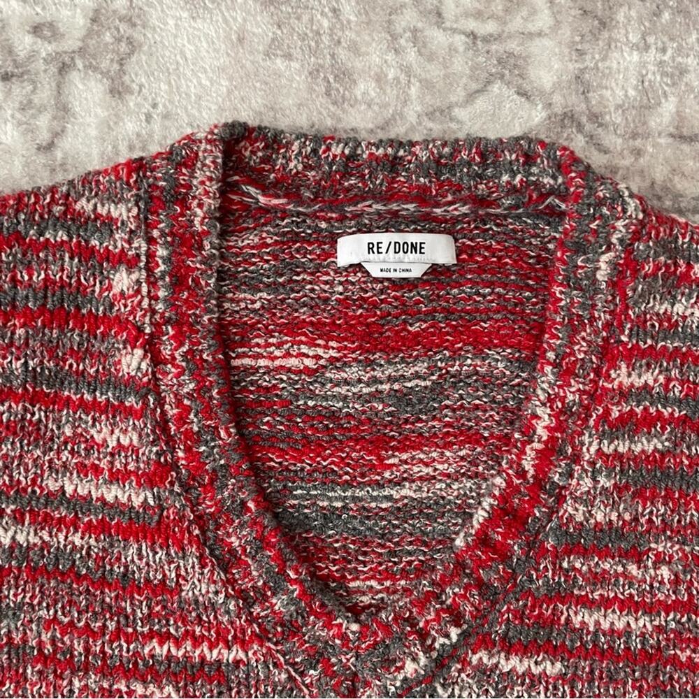 Re/Done 60s Sweater Vest Red Multi Knit Small Grandpacore - Picture 6 of 10